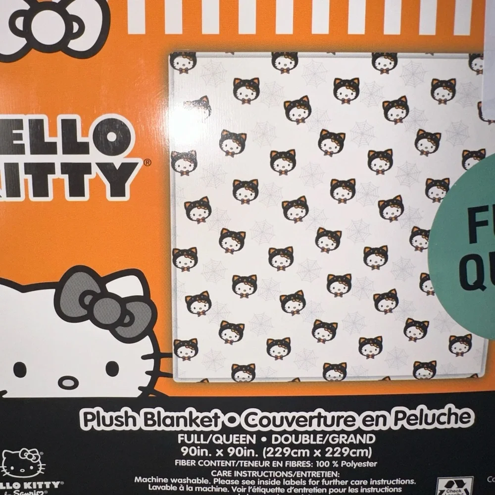 Hello Kitty Halloween Cat Queen Plush Throw Blanket